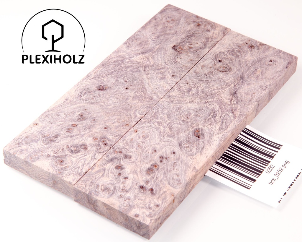 Box Elder Maser stabilisiert | plexiholz | 140x40x10 | Griffschalenpaar puq 0252