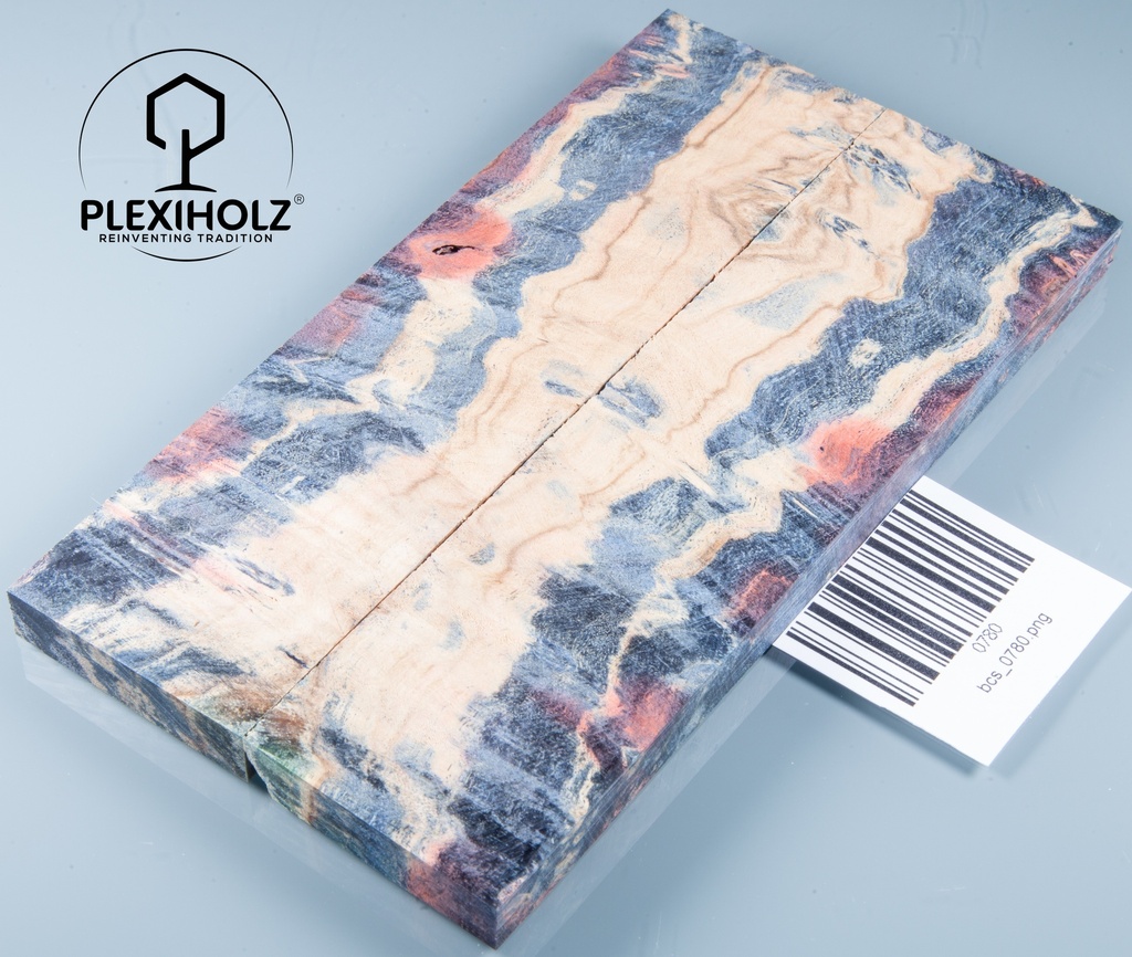Box Elder Maser stabilisiert | plexiholz | 120x40x10 | Griffschalenpaar puq 0255