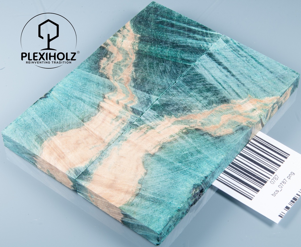 Box Elder Maser stabilisiert | plexiholz | 120x40x10 | Griffschalenpaar puq 0255