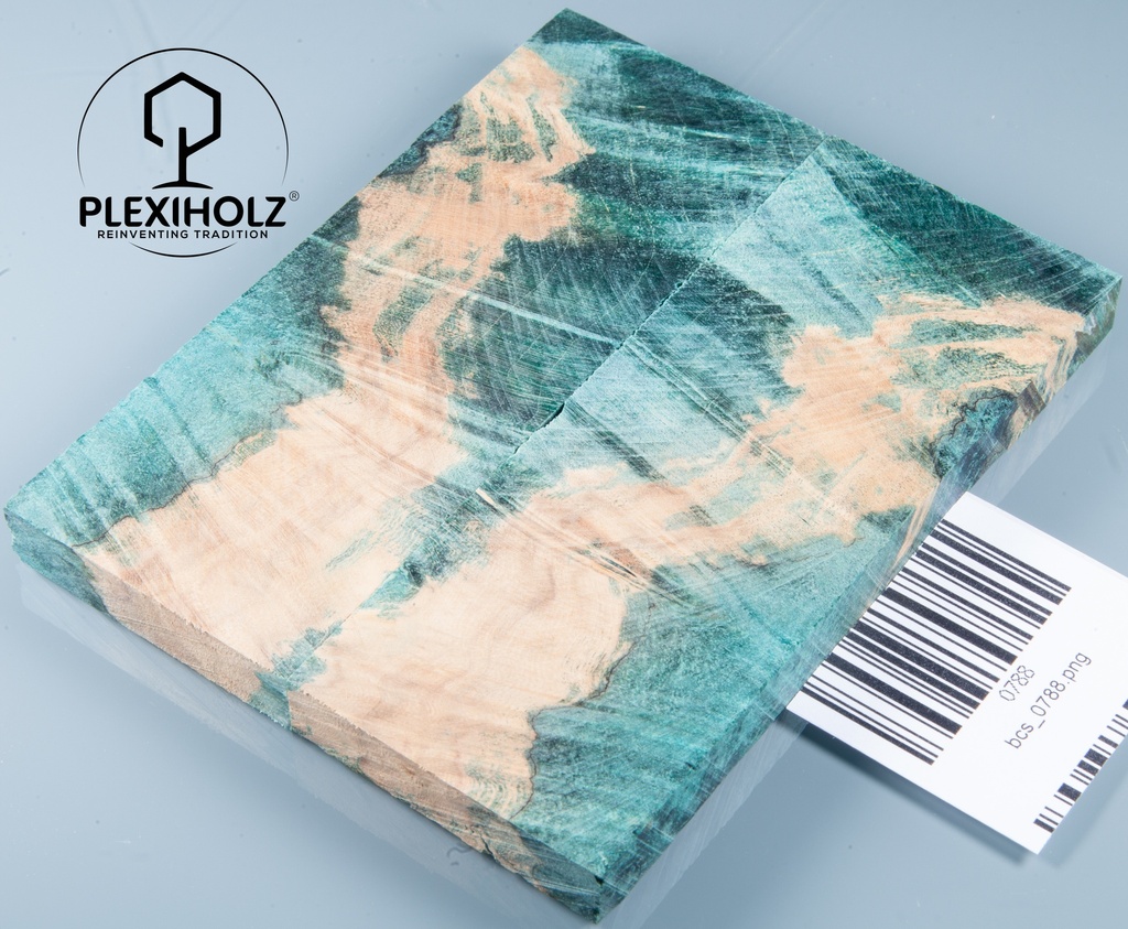 Box Elder Maser stabilisiert | plexiholz | 120x40x10 | Griffschalenpaar puq 0255