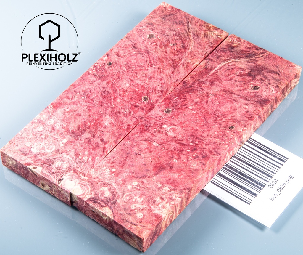 Box Elder Maser stabilisiert | plexiholz | 120x40x10 | Griffschalenpaar puq 0255