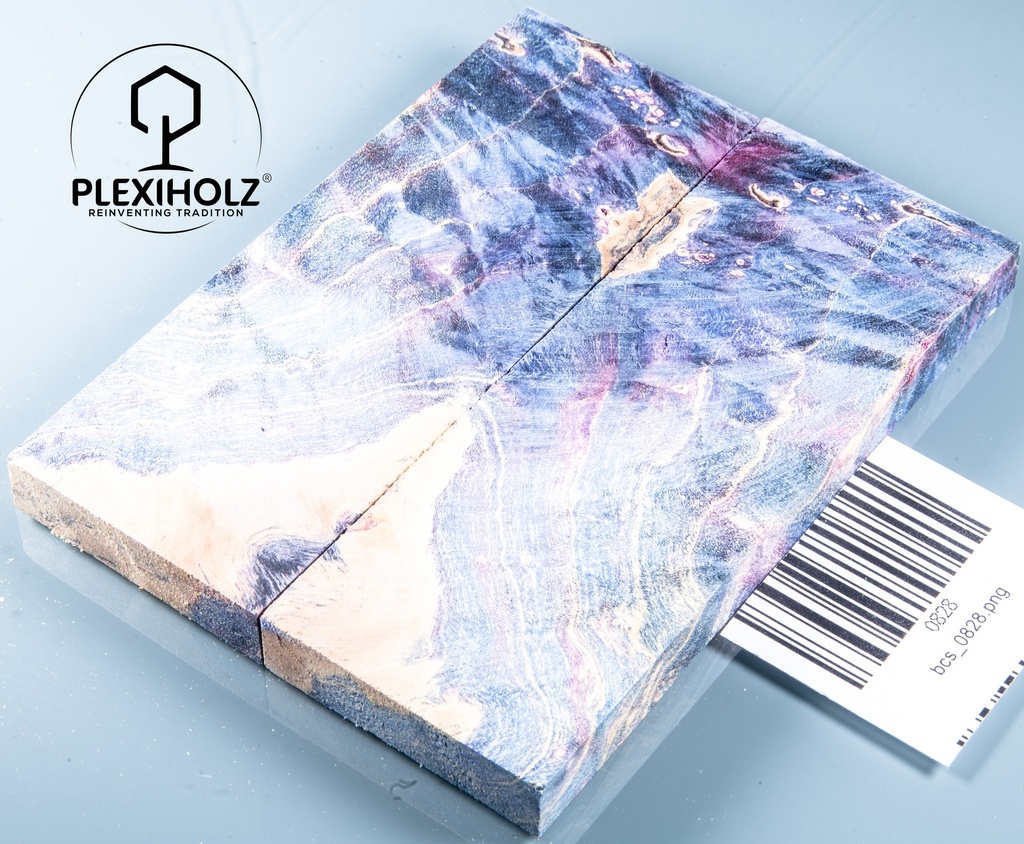 Box Elder Maser stabilisiert | plexiholz | 120x40x10 | Griffschalenpaar puq 0255