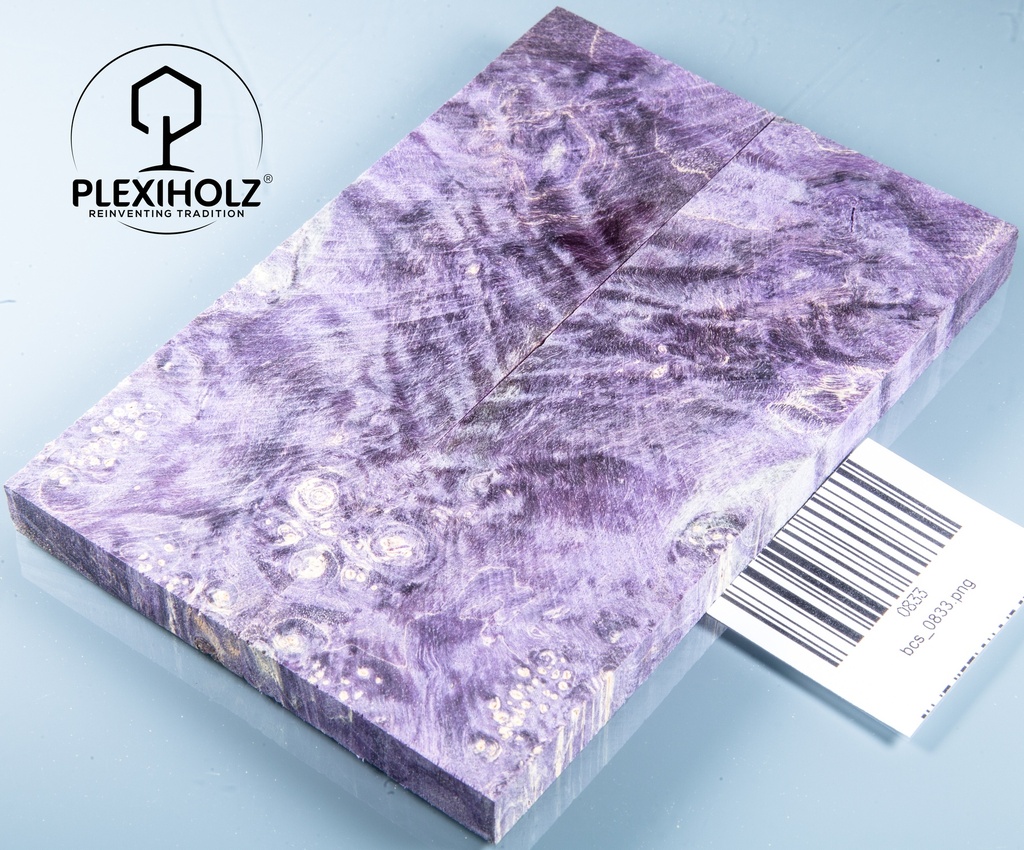 Box Elder Maser stabilisiert | plexiholz | 120x40x10 | Griffschalenpaar puq 0255