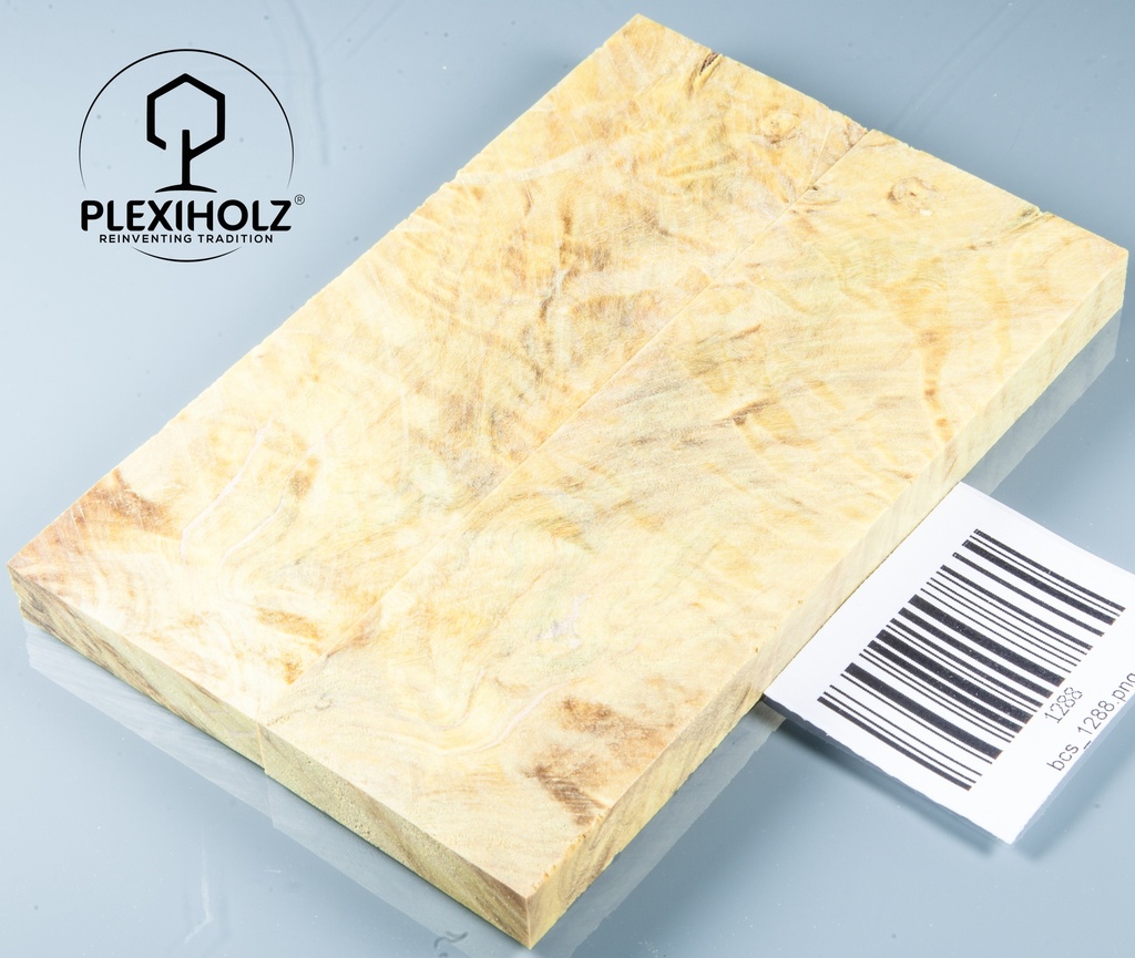 Kastanie Maser stabilisiert | 120x40x10 | plexiholz | Griffholz Schalenpaar 0893