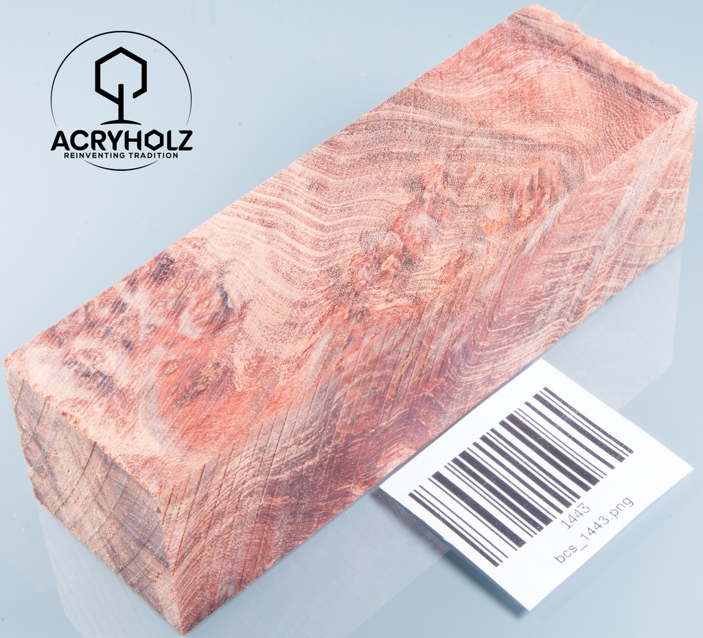 Esche Maser Griffblock stabilisiert | 140x40x30 | plexiholz | 0328