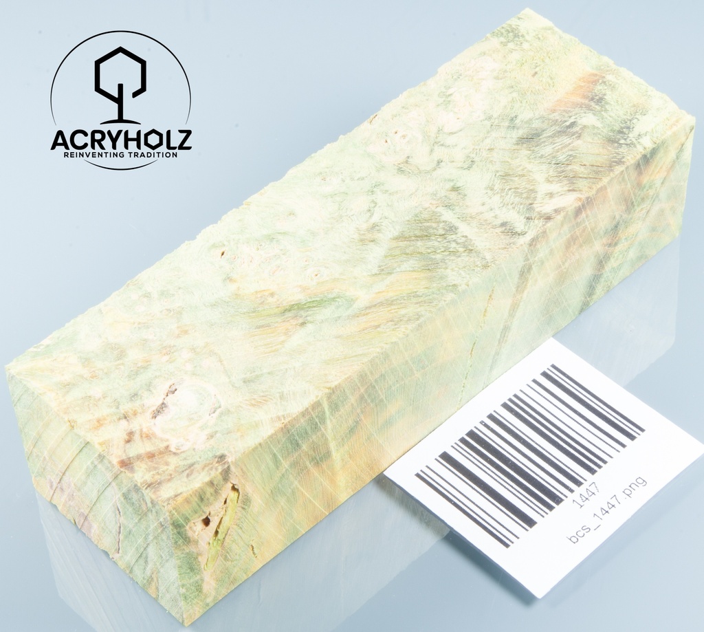 Esche Maser Griffblock stabilisiert | 140x40x30 | plexiholz | 0328