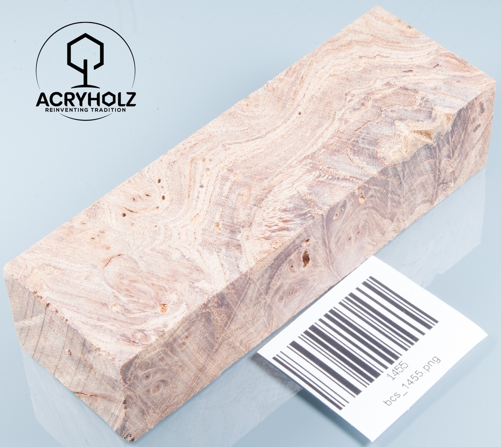 Esche Maser Griffblock stabilisiert | 140x40x30 | plexiholz | 0328