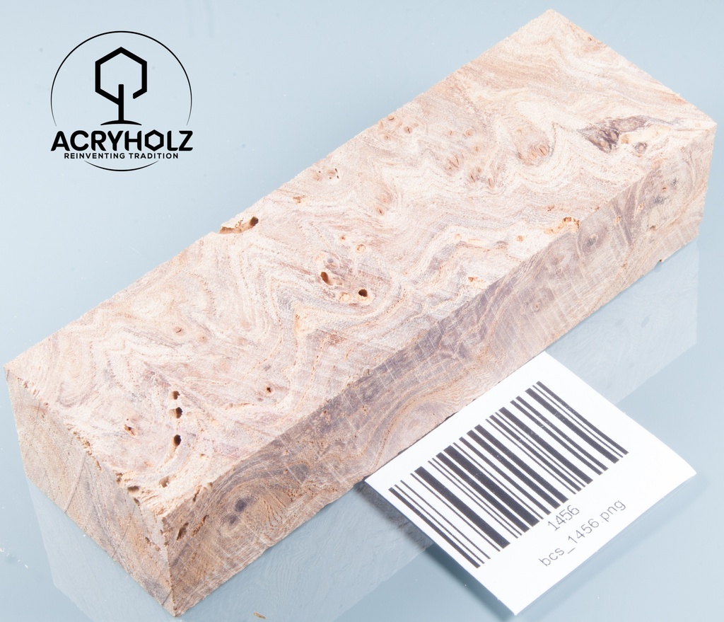 Esche Maser Griffblock stabilisiert | 140x40x30 | plexiholz | 0328