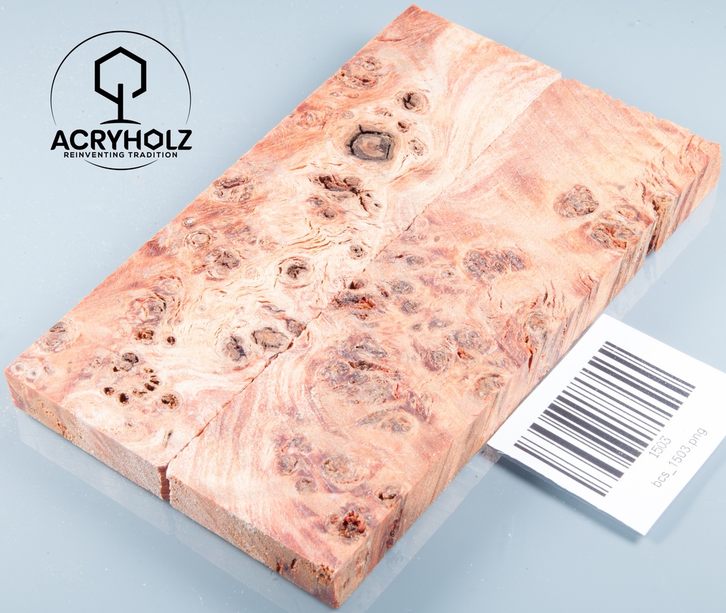 Pappel Griffschalen stabilisiert | 140x40x10| plexiholz | Messer | Griffholz 1493