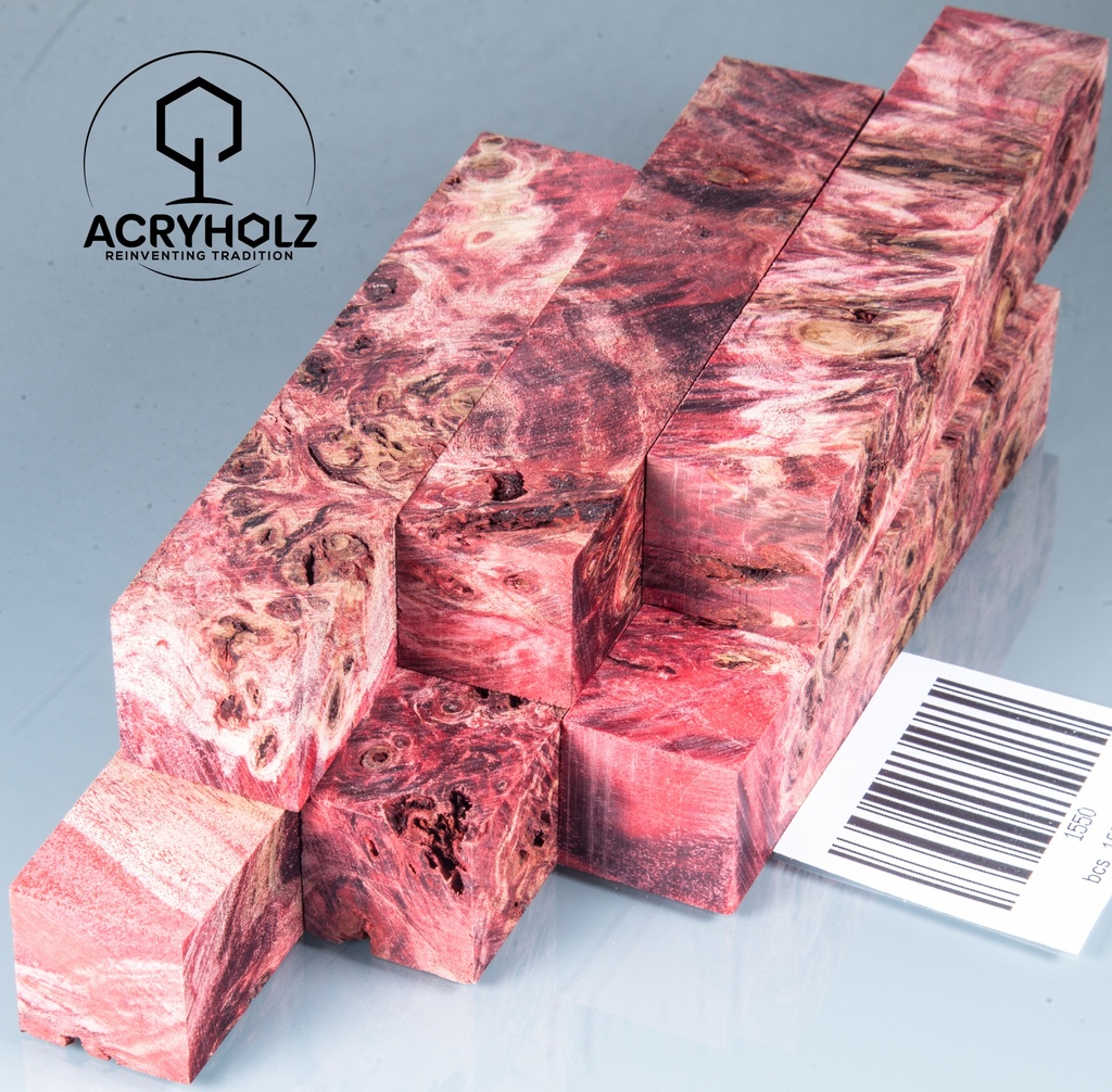 Pappel Stiftrohling rosa stabilisiert | 100x20x20 | acryholz | 1549