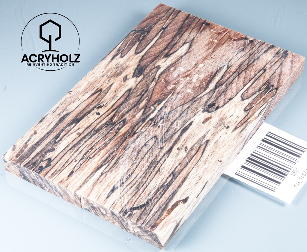 Buche gestockt stabilisiert Griffschalen| 140x40x10 | plexiholz | Messergriff 0277