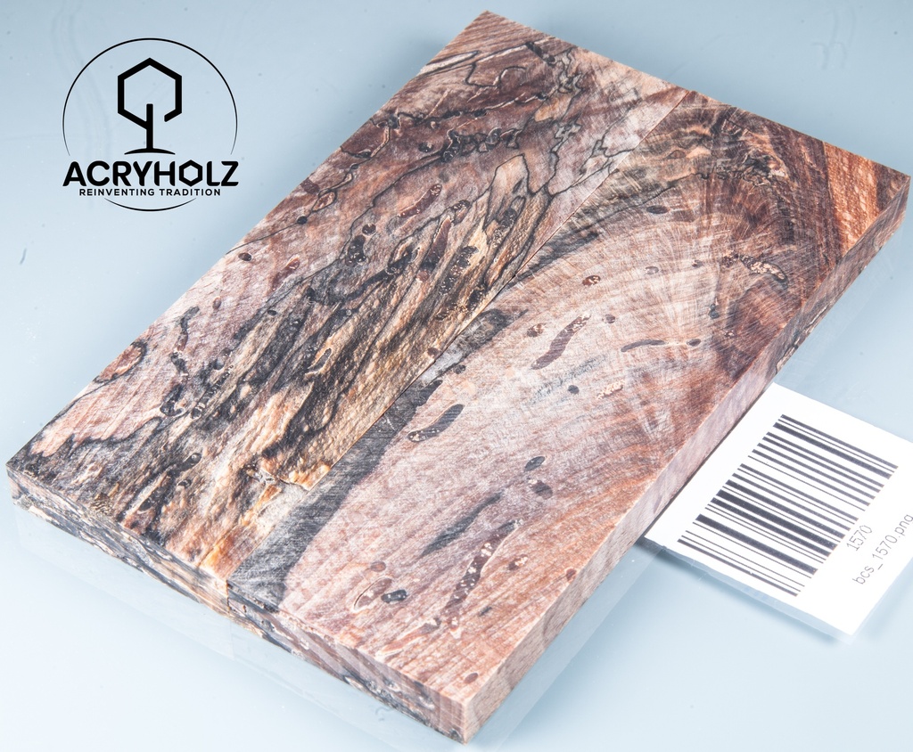 Buche gestockt stabilisiert Griffschalen| 140x44x9 | ACRYHOLZ | Messergriff 1567