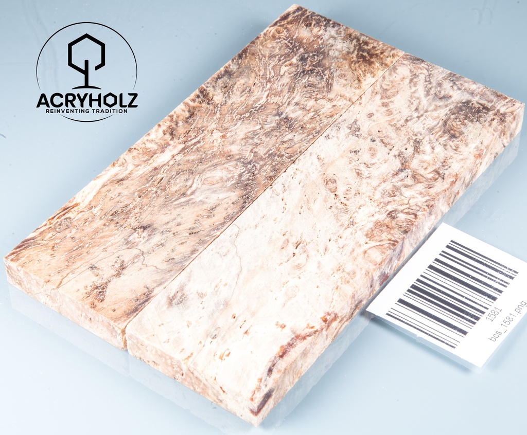 Linde Maserholz | 135x40x10 | ACRYHOLZ | stabilisiertes Griffmaterial 1581