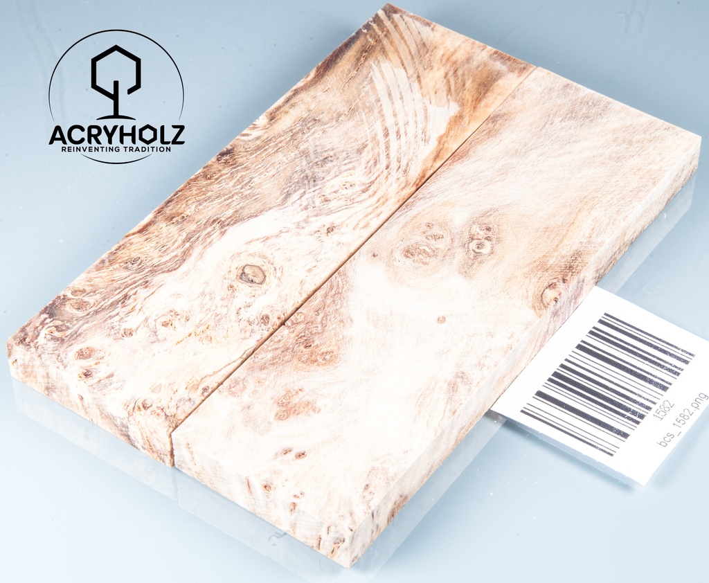 Linde Maserholz | 135x40x10 | ACRYHOLZ | stabilisiertes Griffmaterial 1581