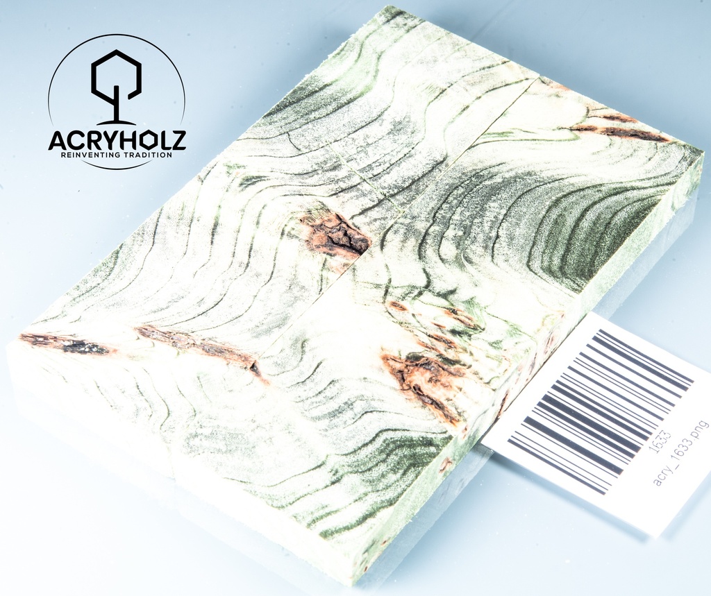 Pappel Griffschalen stabilisiert | 120x40x10| plexiholz | Messer | Griffholz 0356