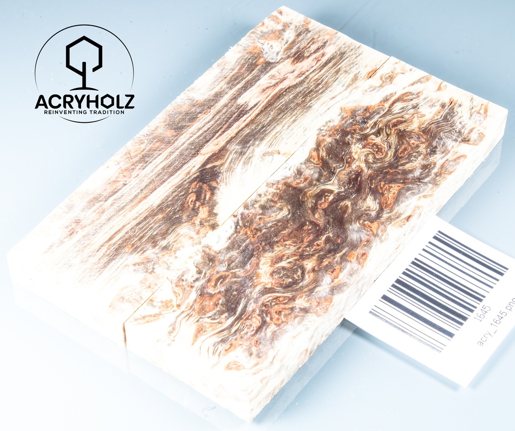 Karelische Maserbirke stabilisiert | 120x37x10 | ACRYHOLZ | Griffmaterial 1644