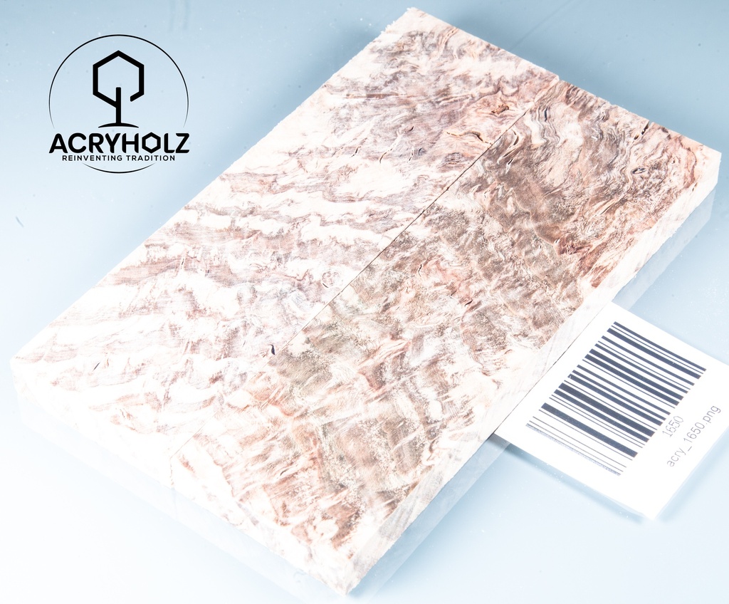 Karelische Maserbirke stabilisiert | 120x37x10 | ACRYHOLZ | Griffmaterial 1644