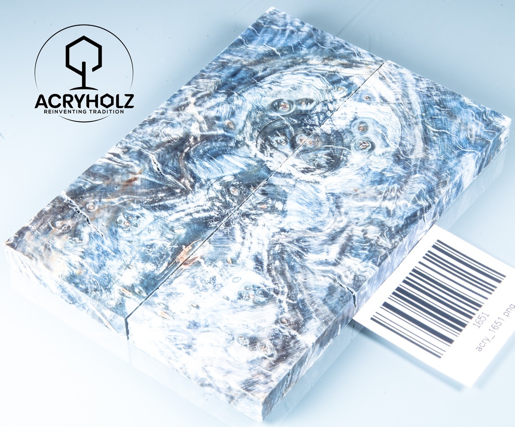Kastanie Maser stabilisiert | plexiholz | 140x40x10 | Griffschalenpaar 0537