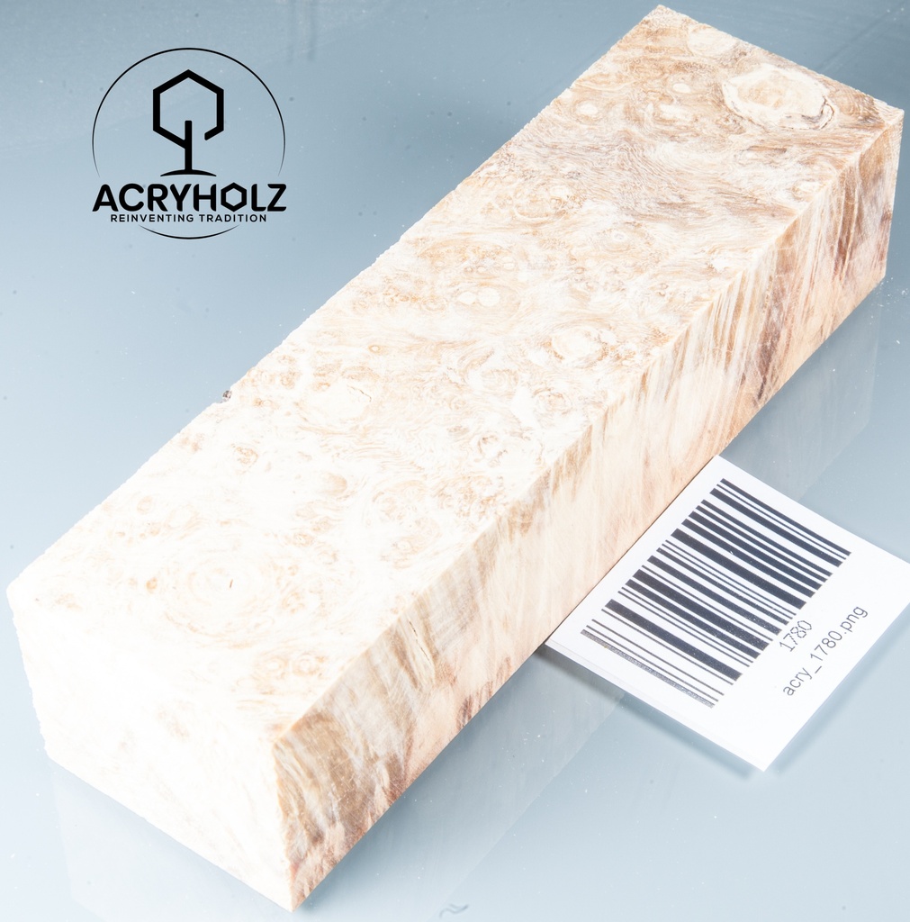 Esche Maser Griffblock stabilisiert | 140x40x30 | plexiholz | 0328