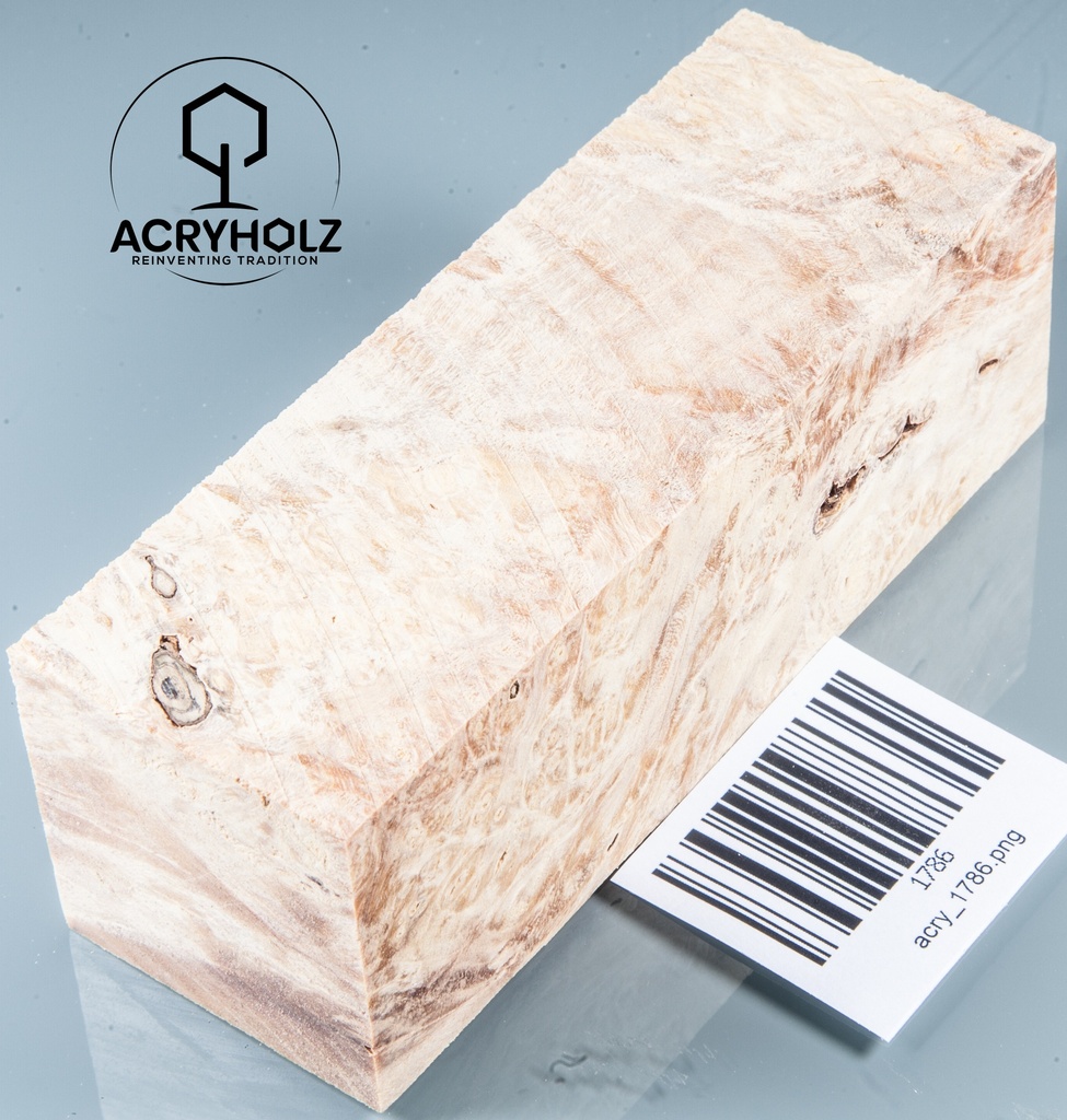 Esche Maser Griffblock stabilisiert | 140x40x30 | plexiholz | 0328