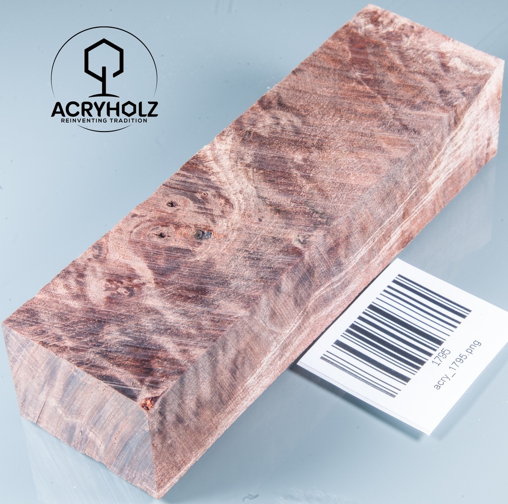 Kastanie Maser stabilisiert | 120x40x40 | plexiholz | Buckeye Griffblock 0753