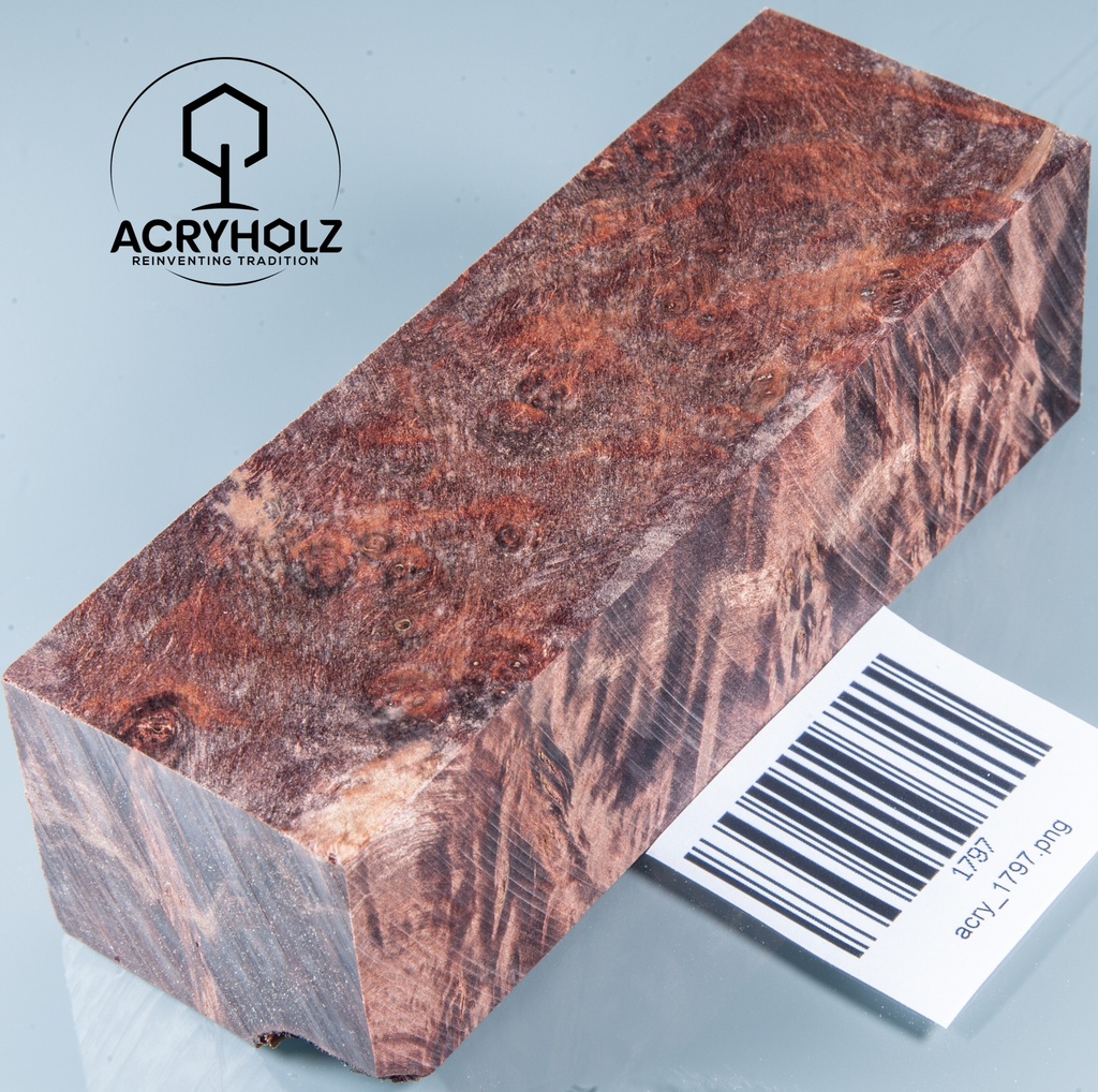 Kastanie Maser stabilisiert | 120x40x40 | plexiholz | Buckeye Griffblock 0753