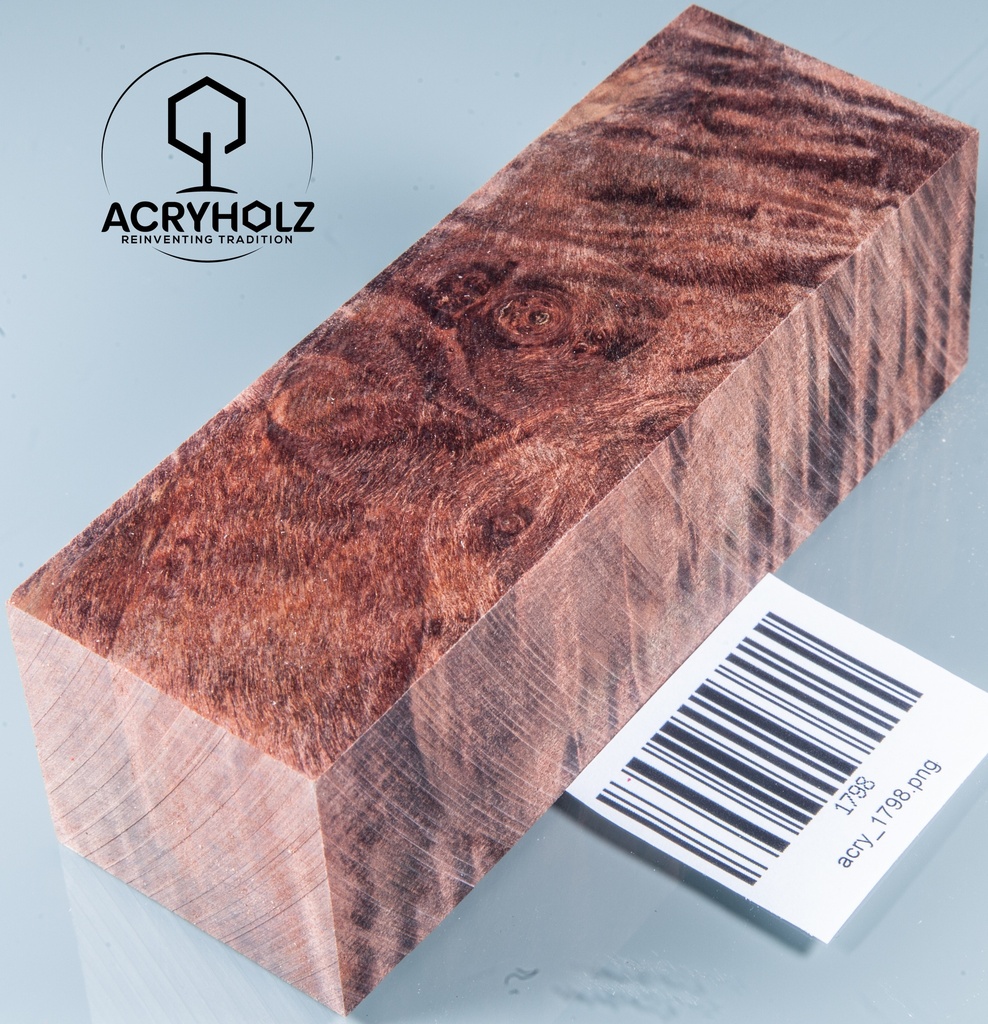 Kastanie Maser stabilisiert | 120x40x40 | plexiholz | Buckeye Griffblock 0753