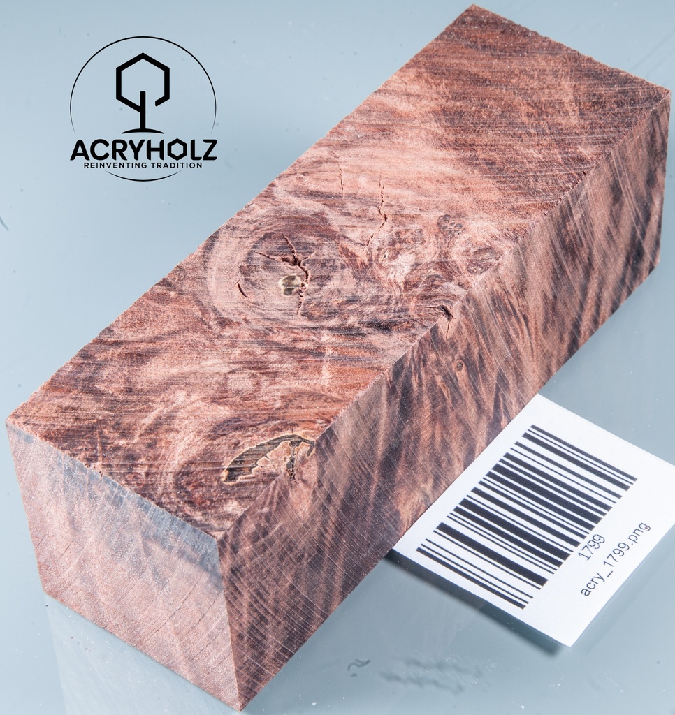 Kastanie Maser stabilisiert | 120x40x40 | plexiholz | Buckeye Griffblock 0753