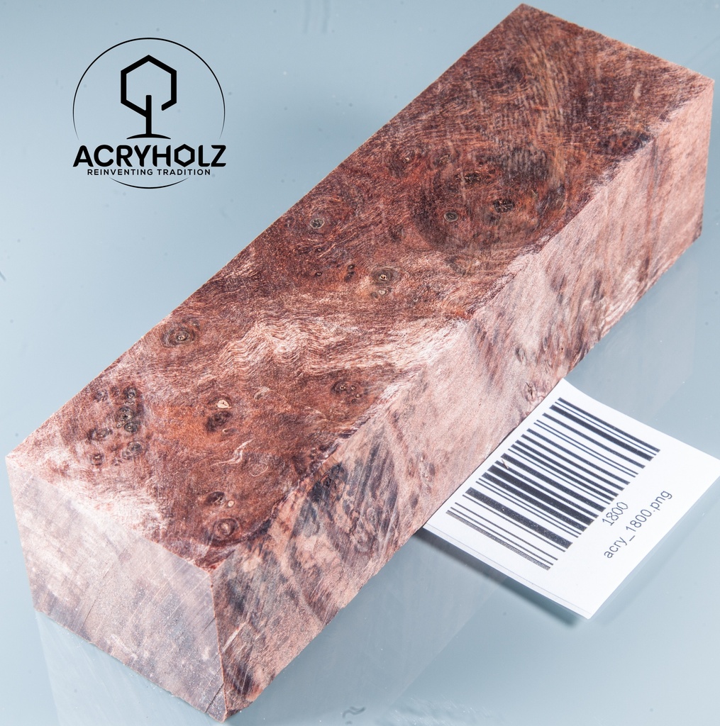 Kastanie Maser stabilisiert | 120x40x40 | plexiholz | Buckeye Griffblock 0753