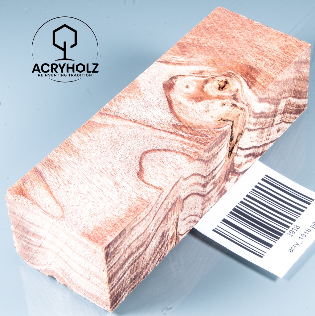 Pappel Maser stabilisiert Griffblock | 145x50x30 | plexiholz | Messergriff 0390