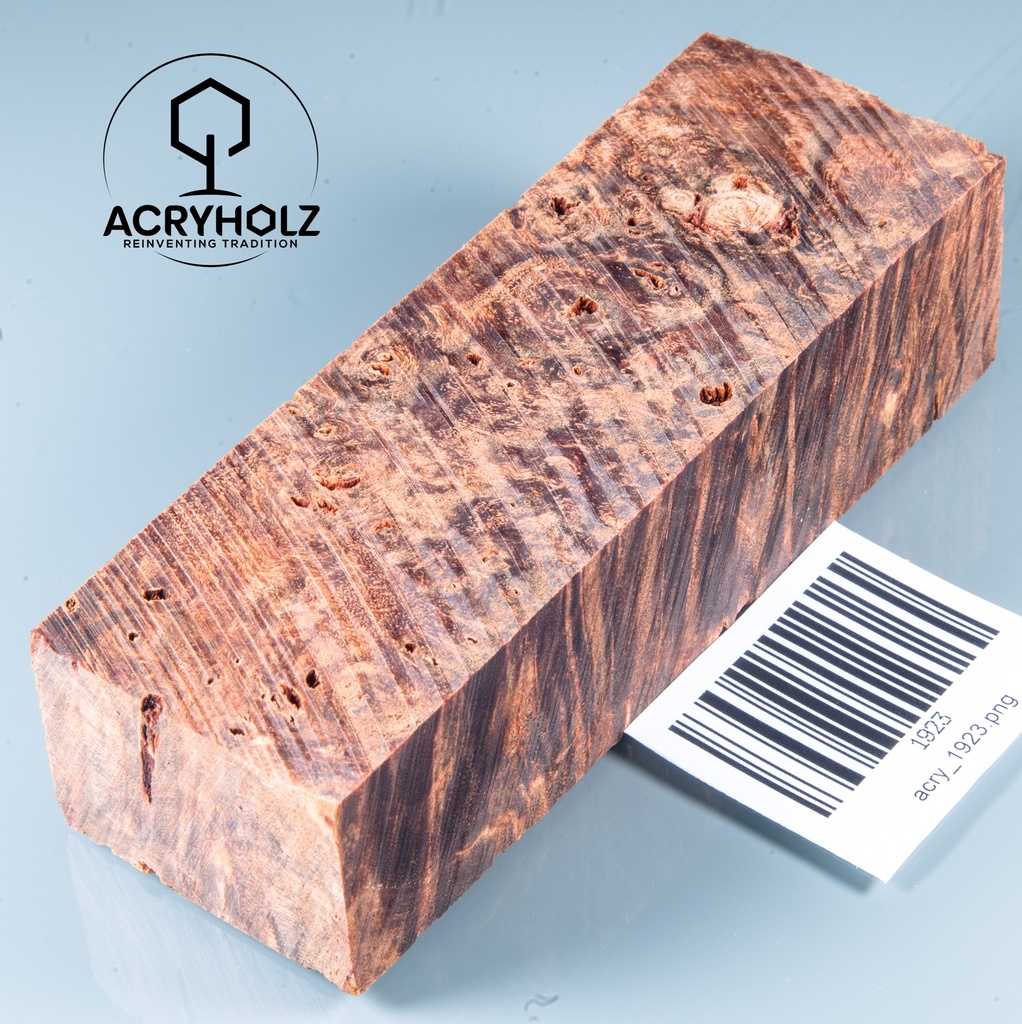 Pappel Maser stabilisiert Griffblock | 145x50x30 | plexiholz | Messergriff 0390