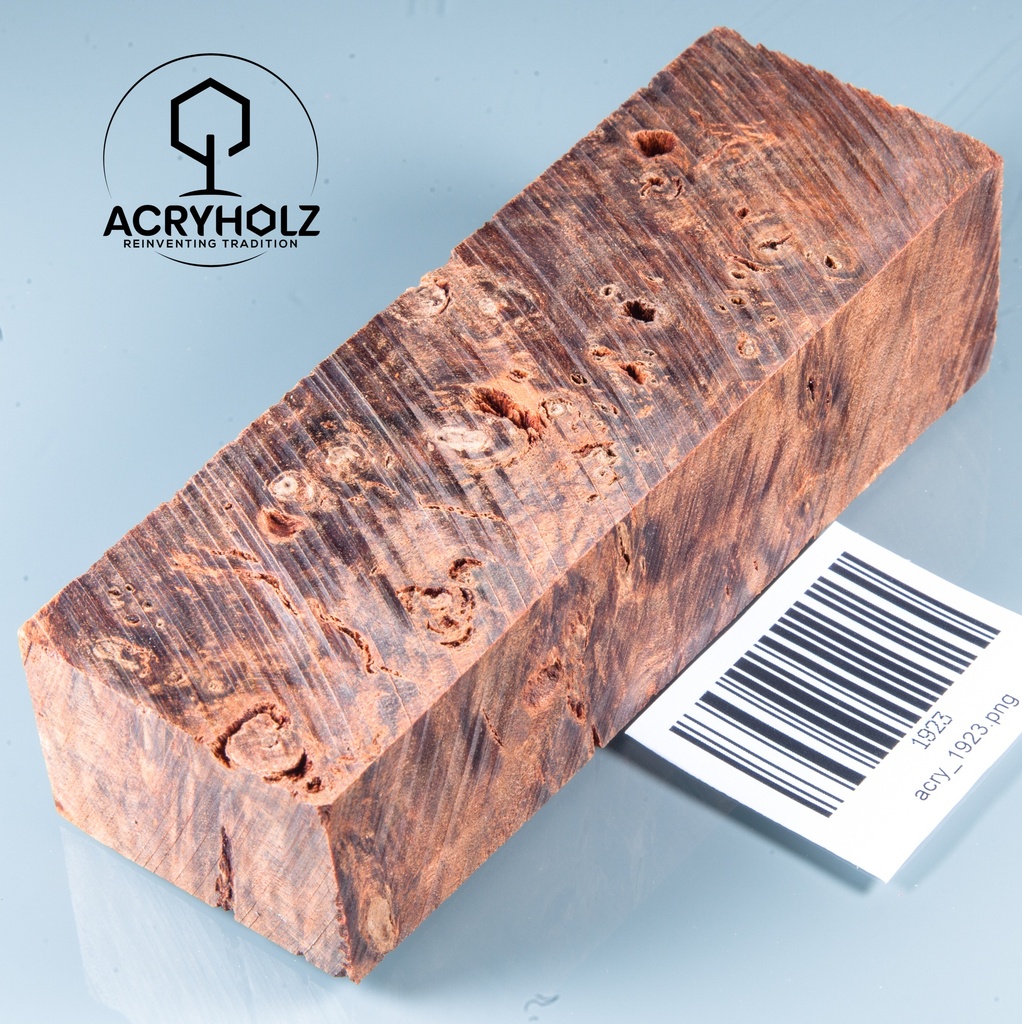 Pappel Maser stabilisiert Griffblock | 145x50x30 | plexiholz | Messergriff 0390