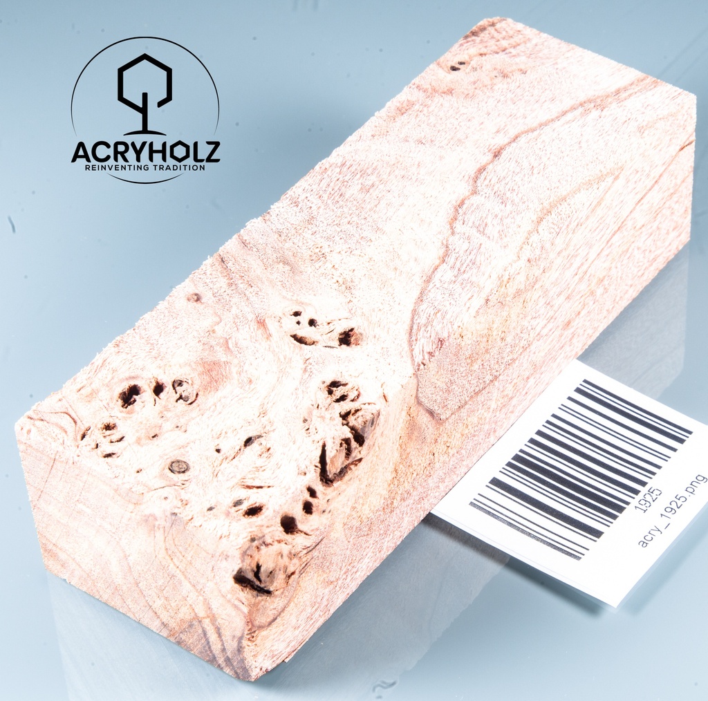 Pappel Maser stabilisiert Griffblock | 145x50x30 | plexiholz | Messergriff 0390