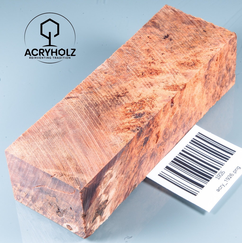 Pappel Maser stabilisiert Griffblock | 145x50x30 | plexiholz | Messergriff 0390