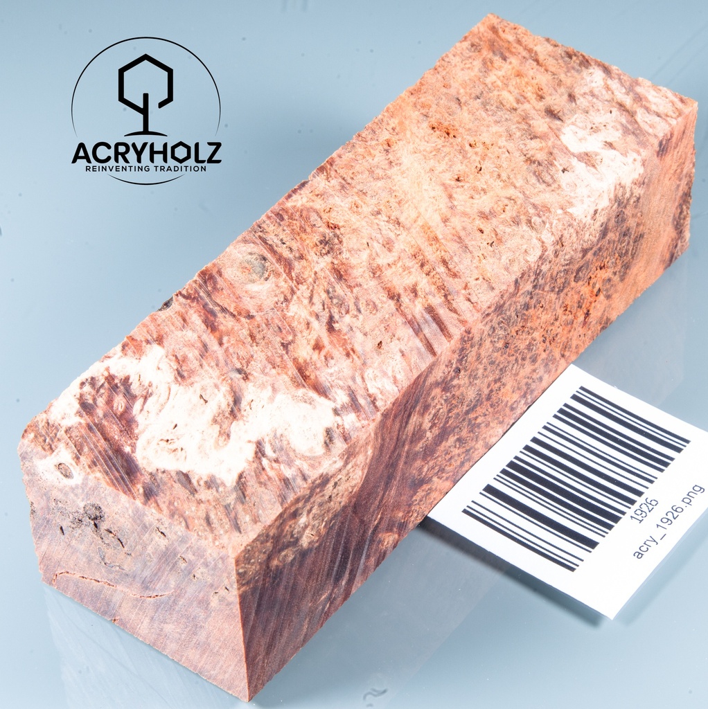 Pappel Maser stabilisiert Griffblock | 145x50x30 | plexiholz | Messergriff 0390