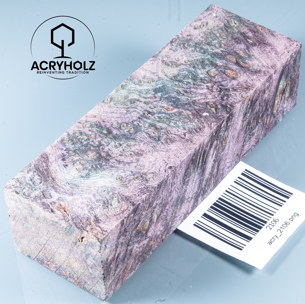 Pappel Maser stabilisiert Griffblock | 145x50x30 | plexiholz | Messergriff 0390