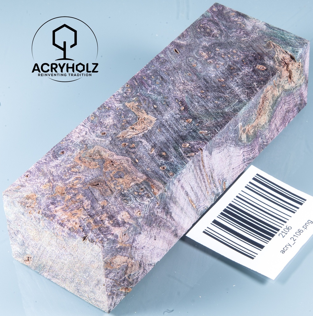 Pappel Maser stabilisiert Griffblock | 145x50x30 | plexiholz | Messergriff 0390