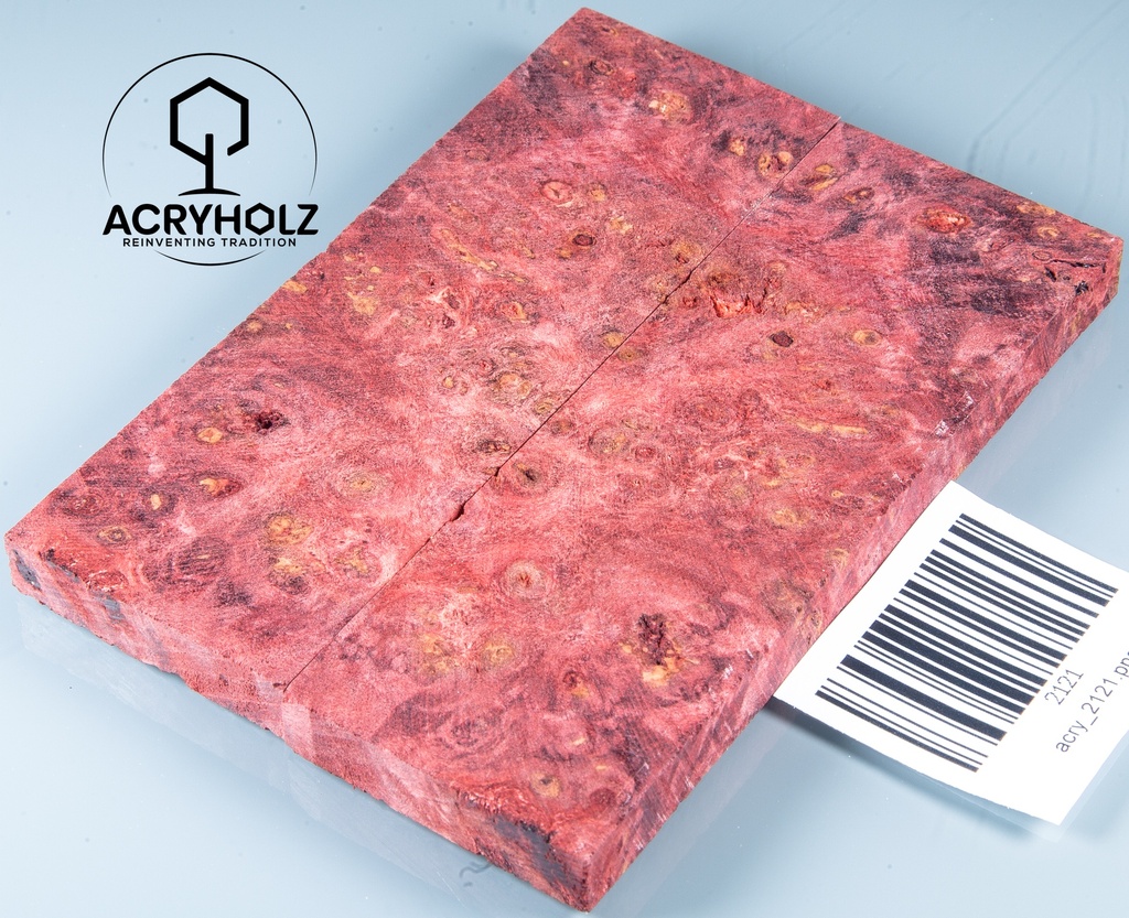 Esche Maser Griffschalen stabilisiert | 140x40x10| plexiholz | Messerbau 0579