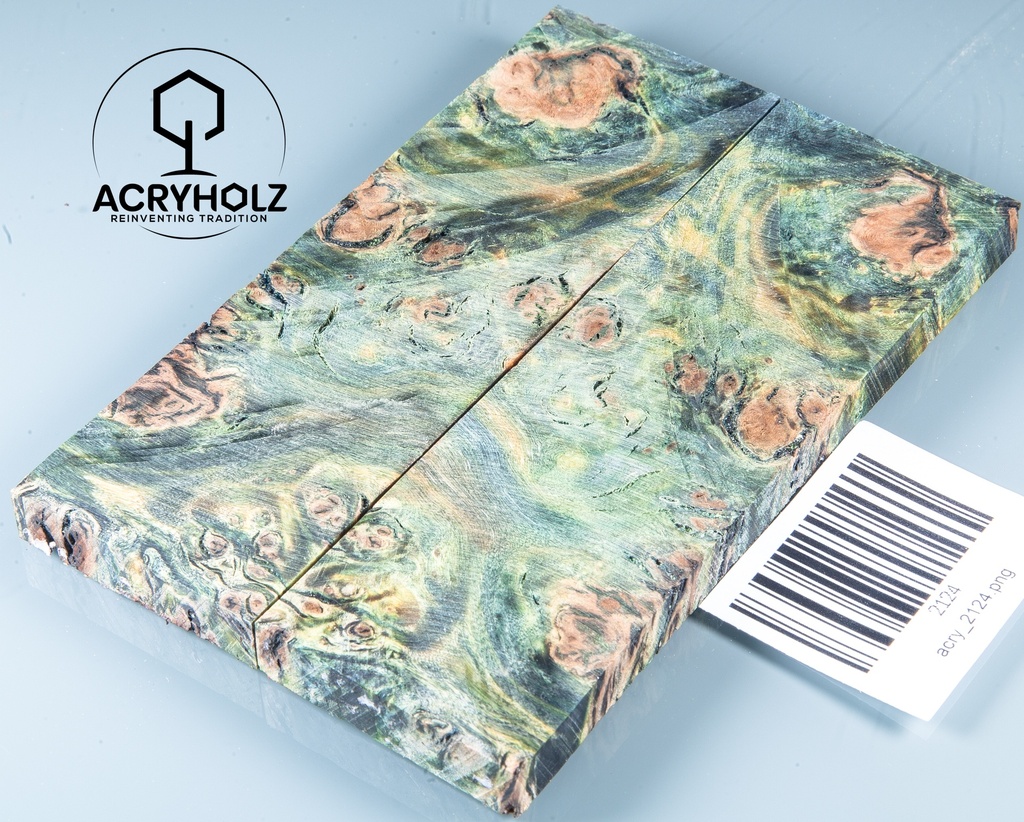 Pappel Griffschalen stabilisiert | 120x40x10| plexiholz | Messer | Griffholz 0356