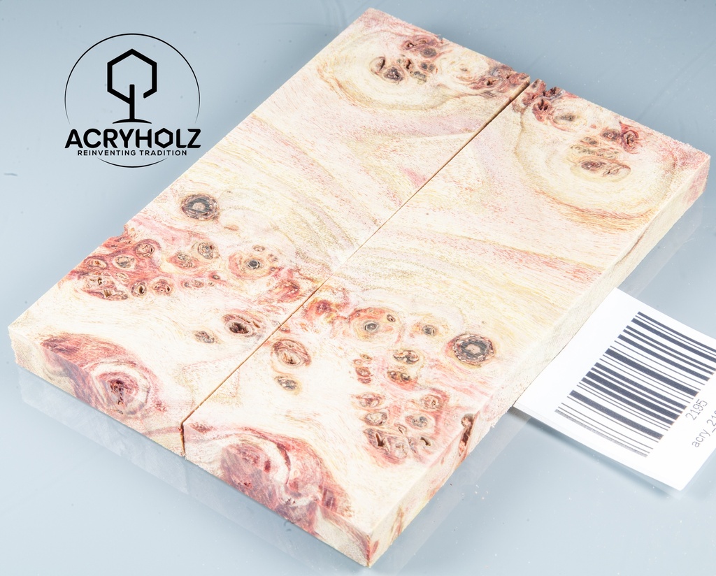 Pappel Griffschalen stabilisiert | 120x40x10| plexiholz | Messer | Griffholz 0356