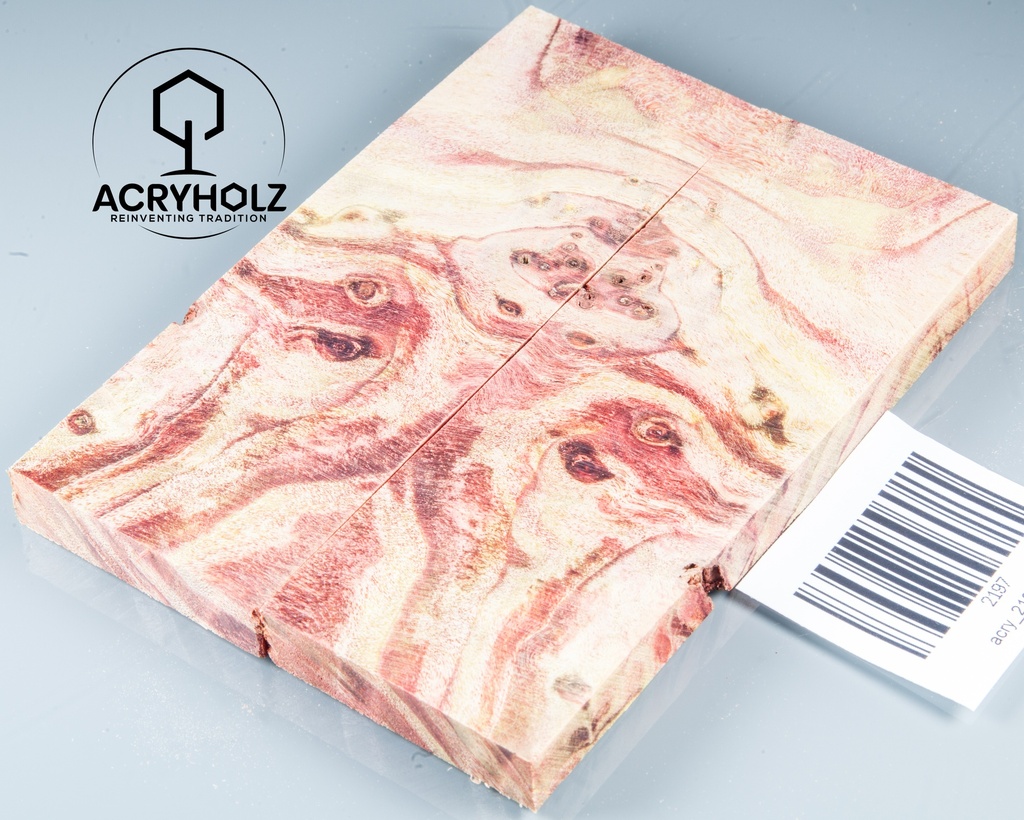 Pappel Griffschalen stabilisiert | 120x40x10| plexiholz | Messer | Griffholz 0356