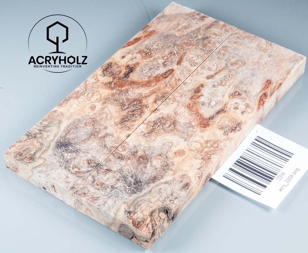 Kastanie Maser stabilisiert | 120x40x10 | plexiholz | buckeye schalenpaar 0713