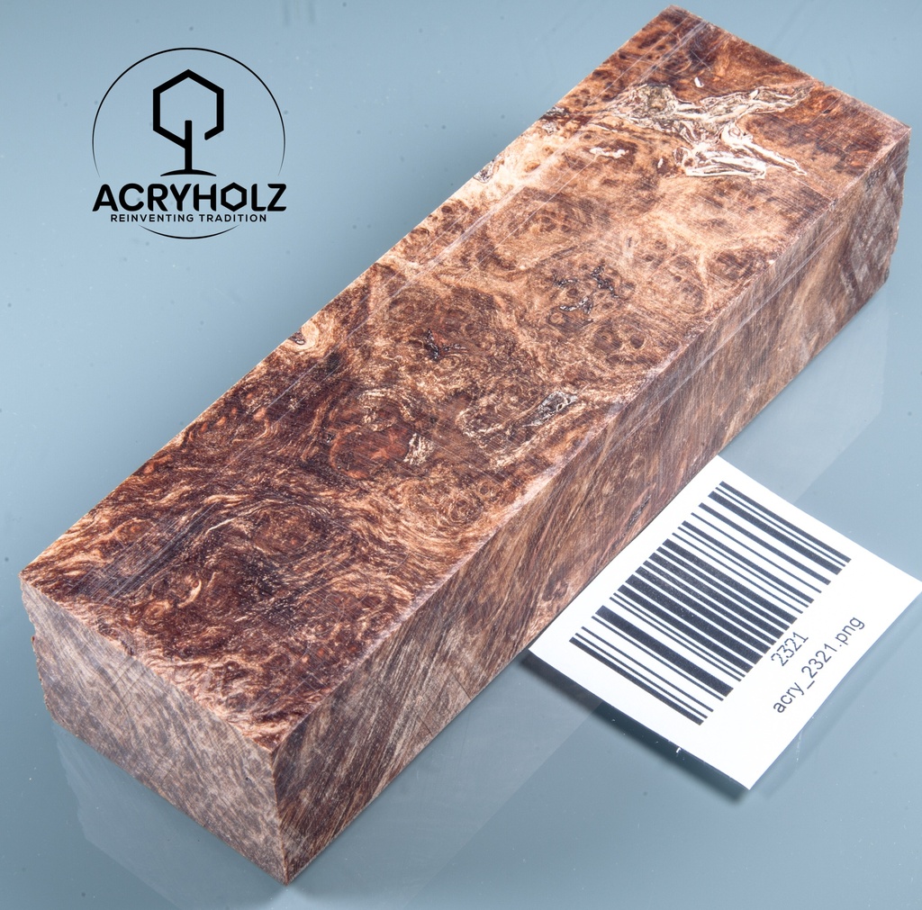 Esche Maser Griffblock stabilisiert | 140x40x30 | plexiholz | 0328