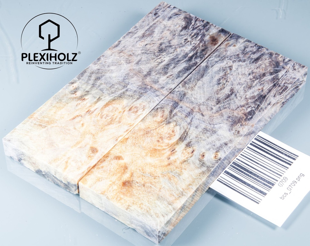 Kastanie Maser stabilisiert | 120x40x10 | plexiholz | buckeye schalenpaar 0709