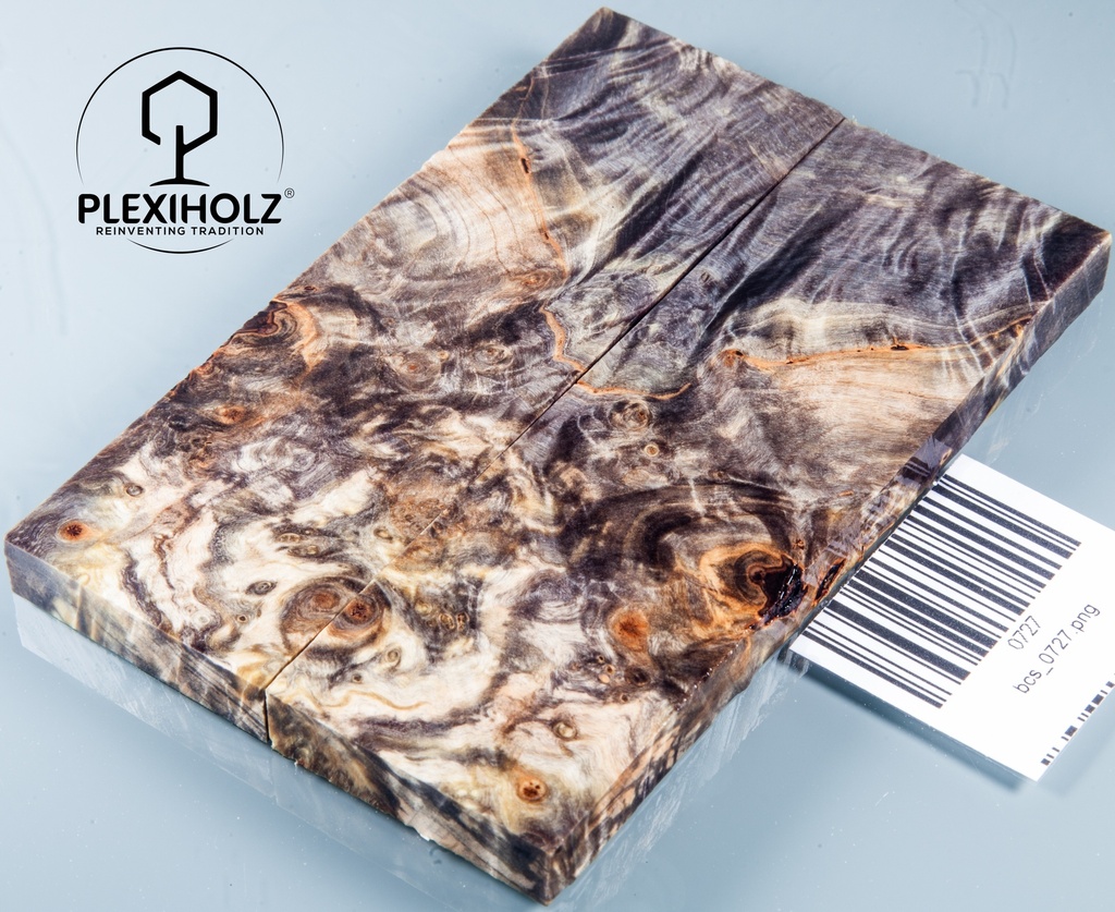 Kastanie Maser stabilisiert | 130x40x10 | plexiholz | buckeye schalenpaar 0727