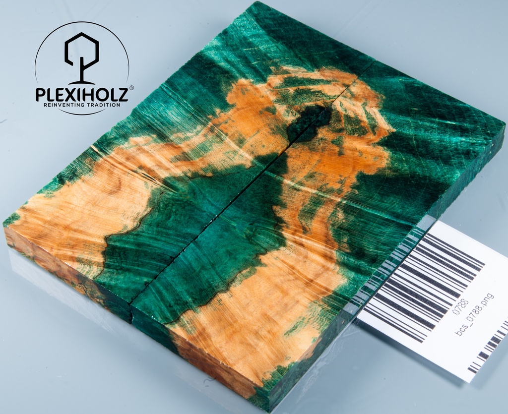 Box Elder Maser stabilisiert | plexiholz | 120x45x10 | Griffschalenpaar 0788