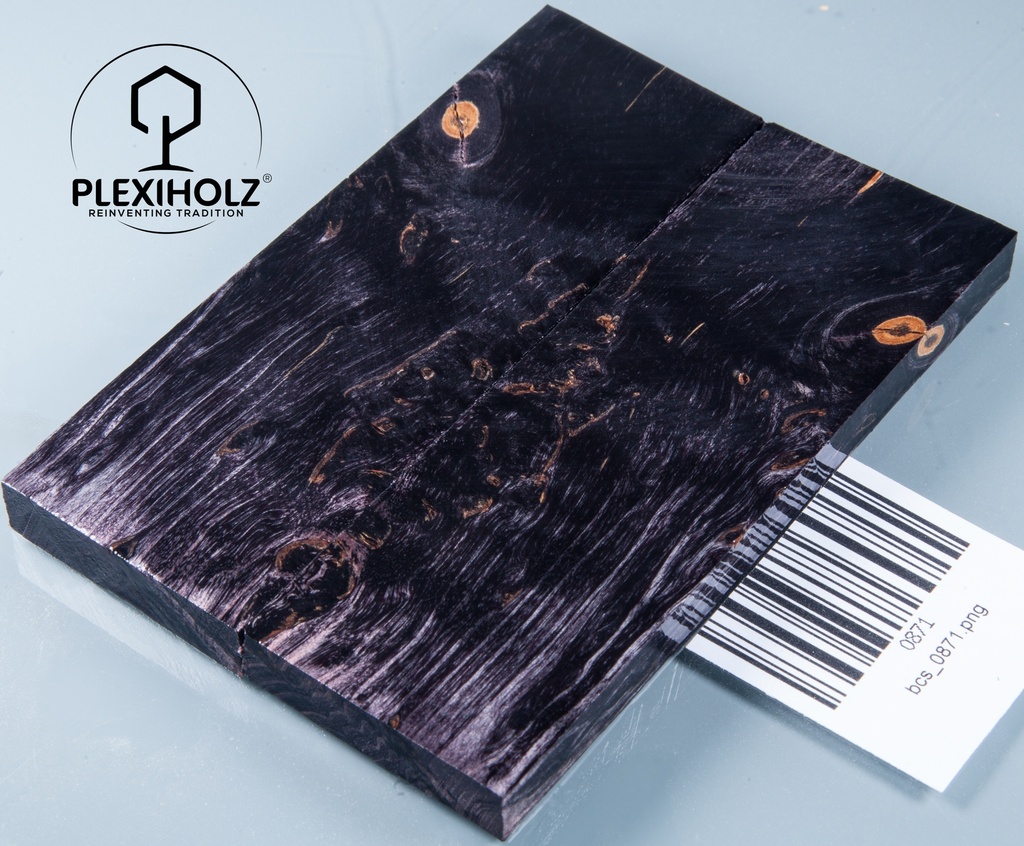 Karelische Maserbirke stabilisiert | 120x40x10 | plexiholz | Griffmaterial 0871 
