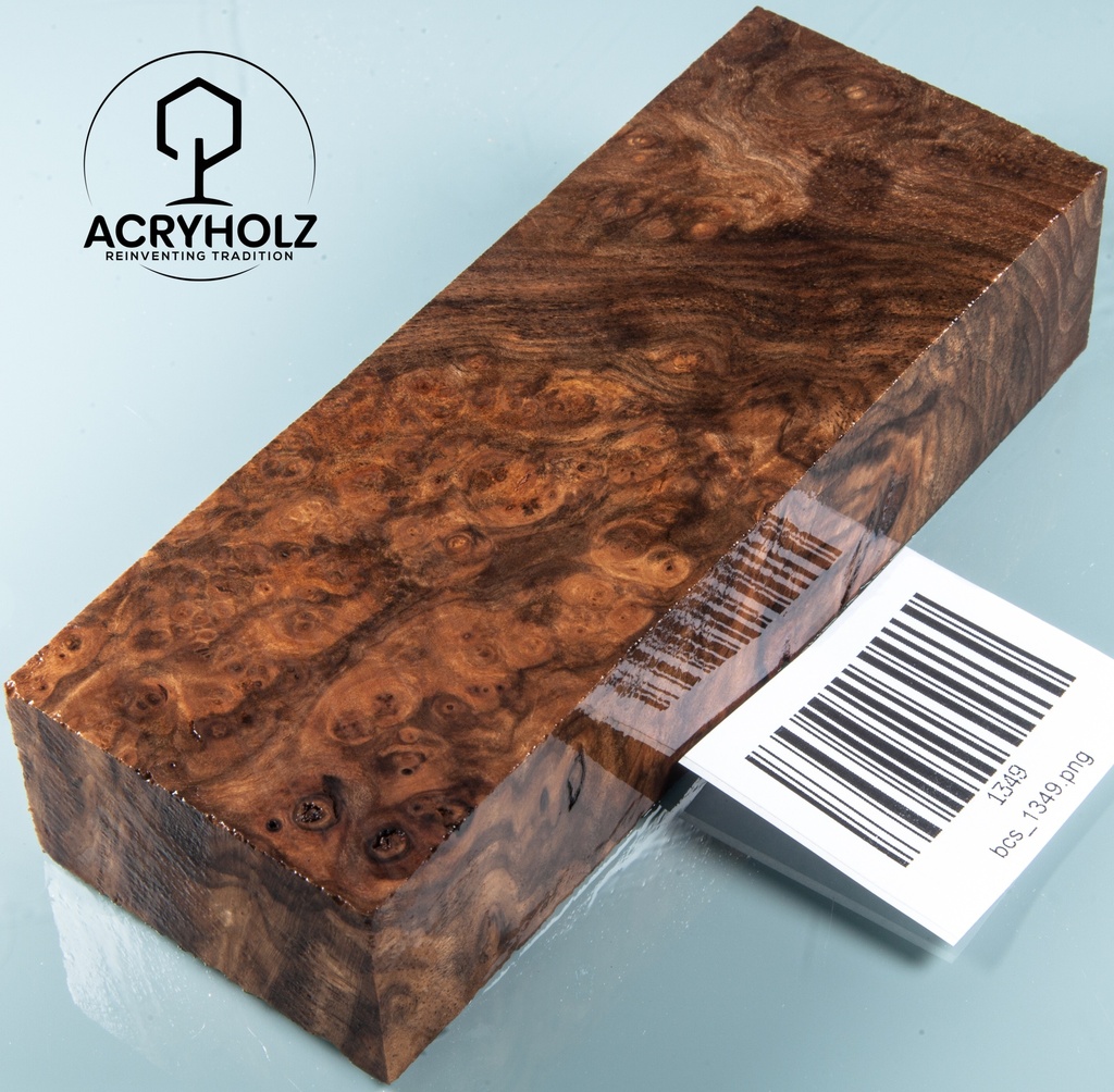 Walnuss Griffblock stabilisiert | 130x50x30 | plexiholz | 1349