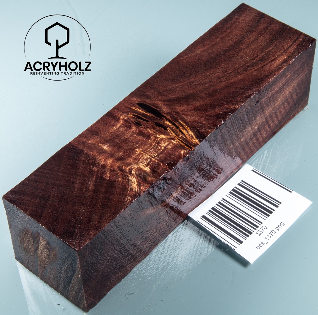 Poplar Burl Stabilized Turning Wood | 150x40x40 | ACRYHOLZ | Knife Handle 1370