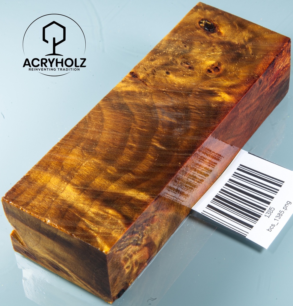 Pappel Maser stabilisiert Griffblock | 140x50x35 | ACRYHOLZ| Messergriff 1385